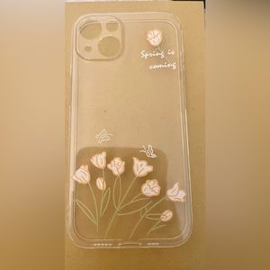 Orange Flowers Spring Design Clear Phone Case